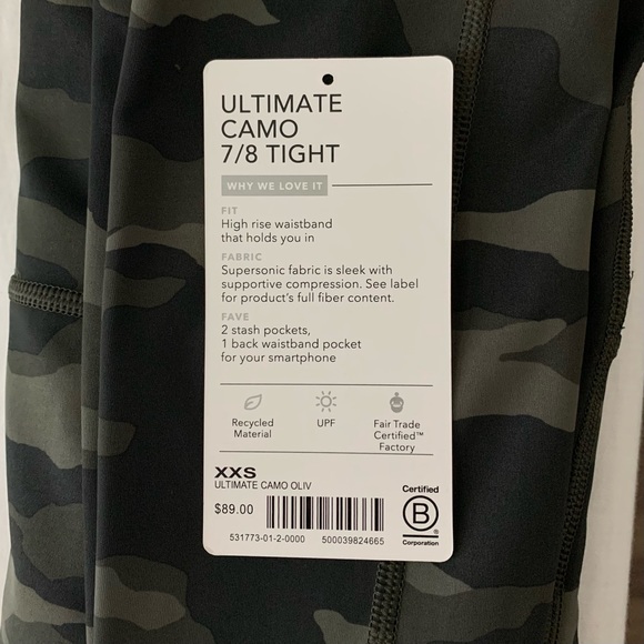 ATHLETA Ultimate Stash Pocket 7/8 Camo Tights XXS - Picture 5 of 16